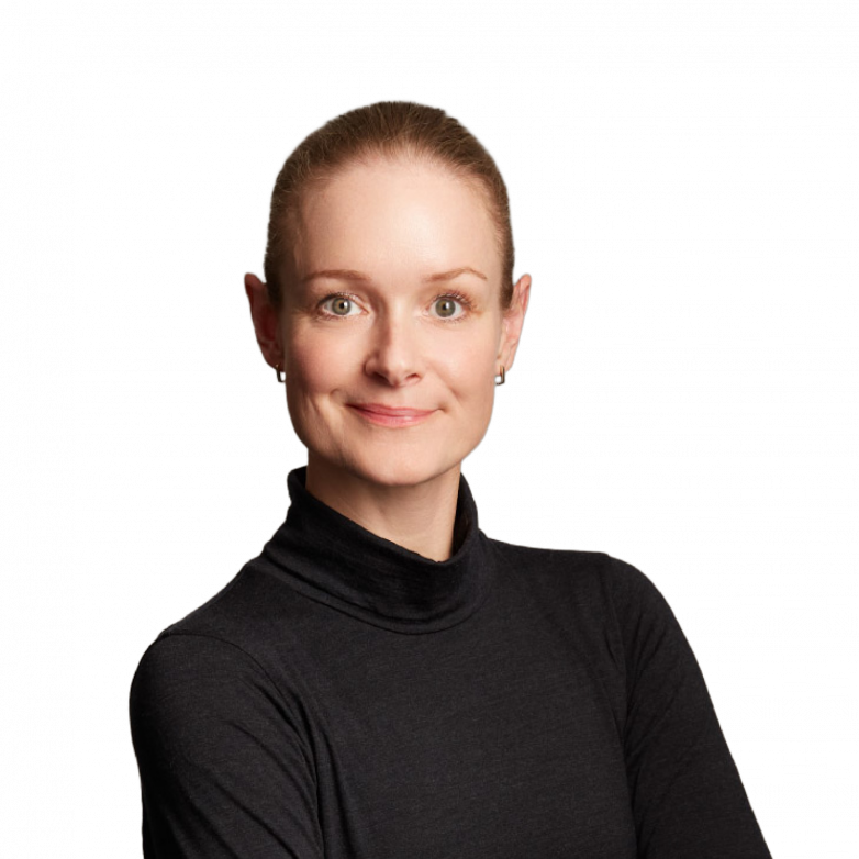 Professional headshot of woman in black turtleneck