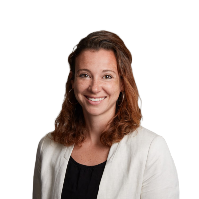 Smiling woman in white blazer portrait