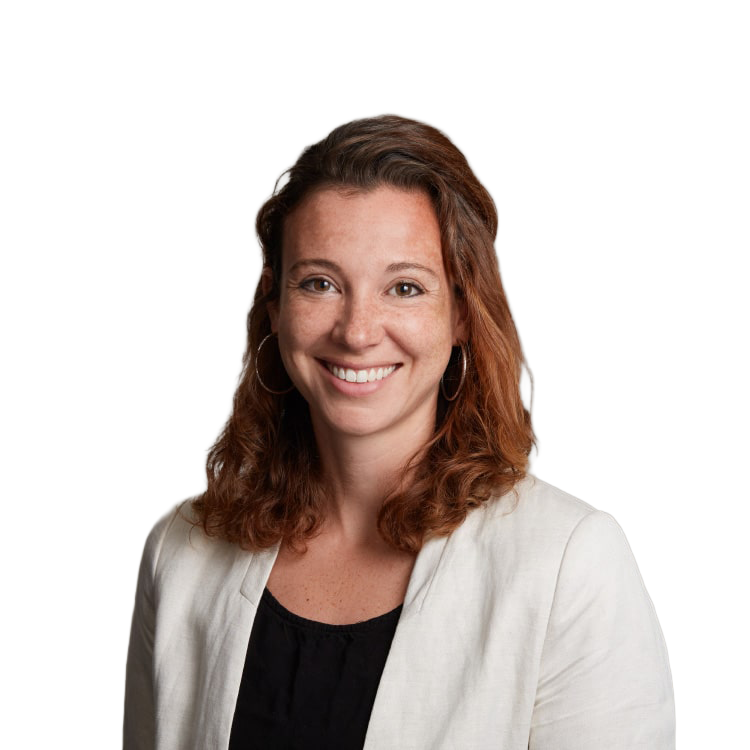 Smiling woman in white blazer portrait