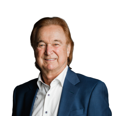 Smiling older man in blue suit jacket