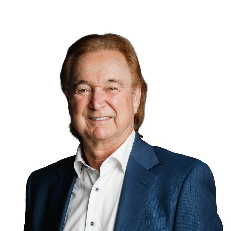 Smiling older man in blue suit jacket