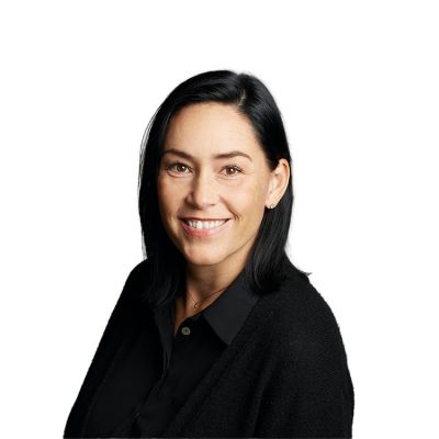 Professional headshot of smiling woman with dark hair