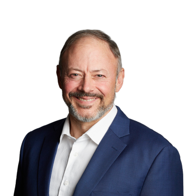 Smiling middle-aged man in blue suit portrait