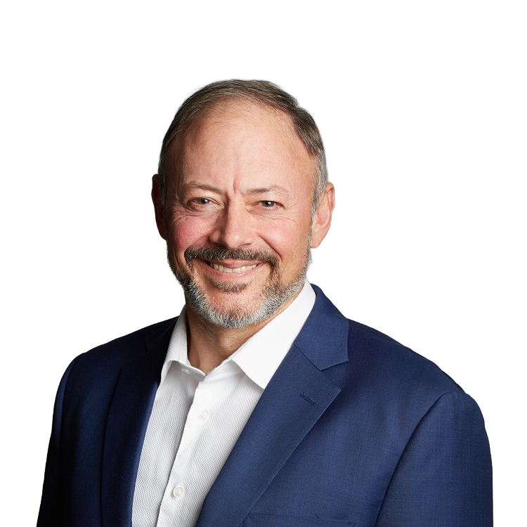 Smiling middle-aged man in blue suit portrait